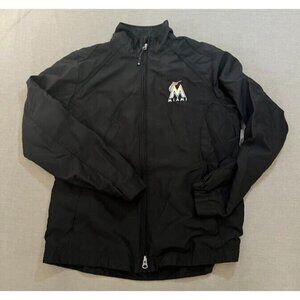 Miami Marlins Cutter &‎ Buck Baseball Jacket Womens M Black Full Zip Long Sleeve